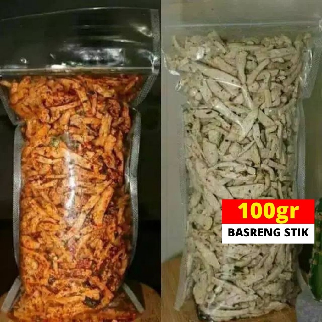 Basreng Stik Bakso Goreng Original Balado CabaiHijau Kemasan 100gr-1