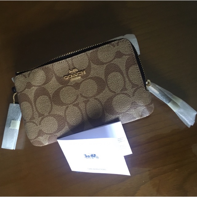 New Coach Double Zip Wristlet Original Authentic