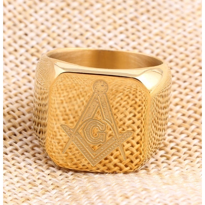 New Fashion Men Personality Masonic Ring Male Titanium Steel Ring Fashion Jewelry