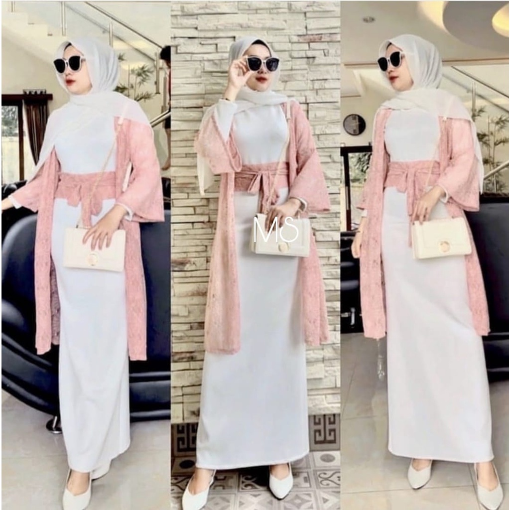 Setelan 2in1 Pakaian Cardi Fadrella Series Lebaran Set Baju Wanita Sholeha Terbaru 2022