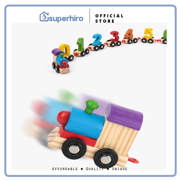 Wodden Train 123 Angka Mainan Balita Toys Kayu Hadiah Kado