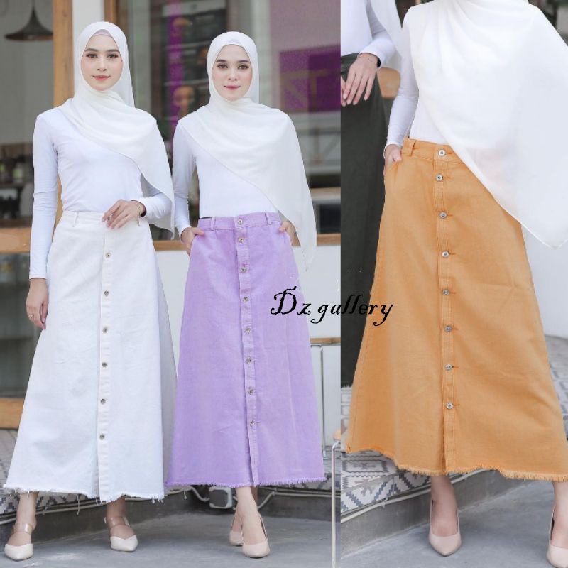 DZ GALLERY - (COD) ROK JEANS BUTTON SKIRT / ROK JEANS RAWIS/ ROK JEANS WANITA