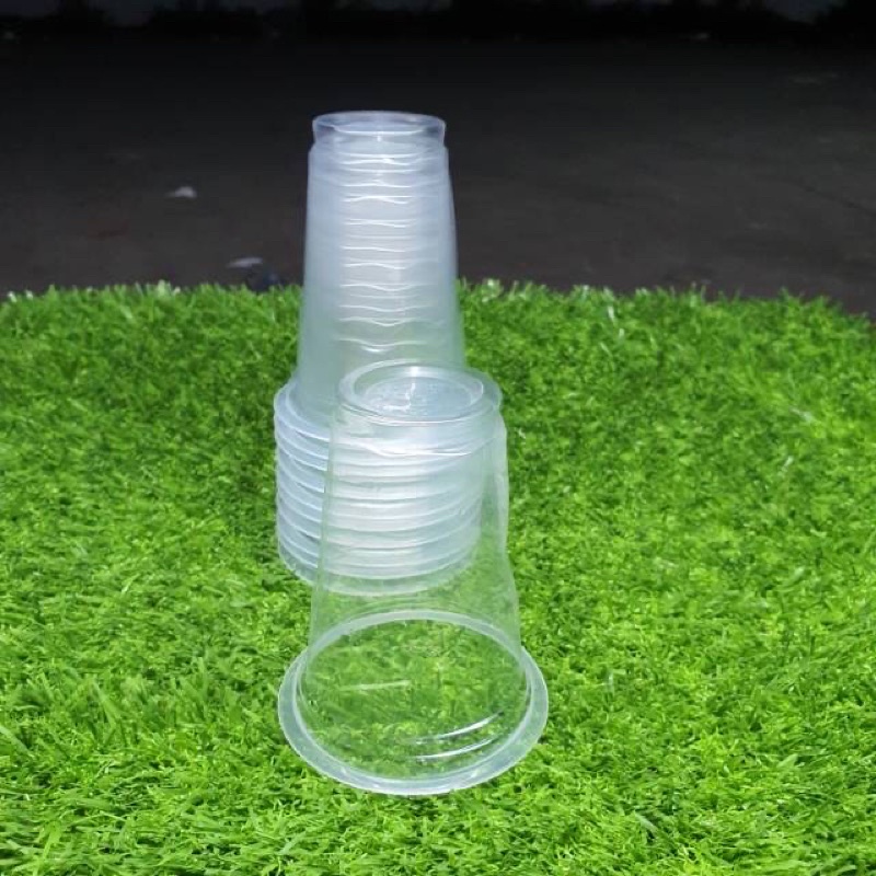 Gelas plastik cup Aqua  isi 50pcs / gelas kopi /gelas cup susu dll 220ml