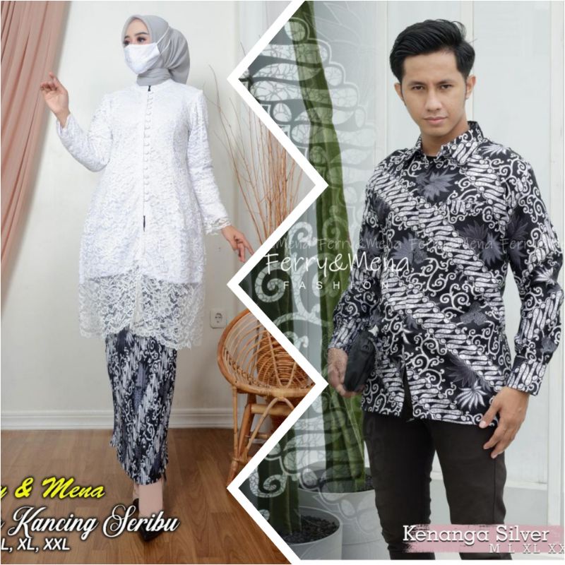 SET KEBAYA COUPLE KEBAYA TUNIK KANCING IBU HAJAT KEBAYA JUMBO COUPLE BATIK PANJANG KEBAYA TRADISIONAL KANCING DEPAN  KEBAYA BURKAT IBU HAJAT COUPLE KEMEJA BATIK BAPAK SET KEBAYA JUMBO KEBAYA COUPLE JUMBO SET KEBAYA WISUDA KEBAYA WANITA by BA