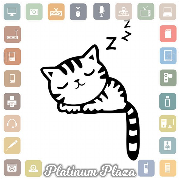 Sticker Wallpaper Dinding Sleeping Cat - Black`F7SP40-