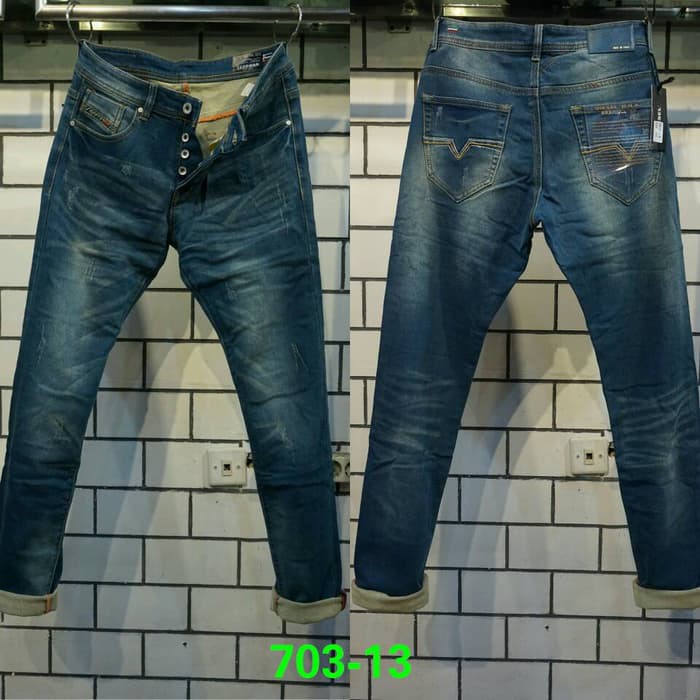Zara Man Original Celana Jeans Denim Cowo Branded FT145  Panjang Basic Diesel Jeans Stretch + Detail