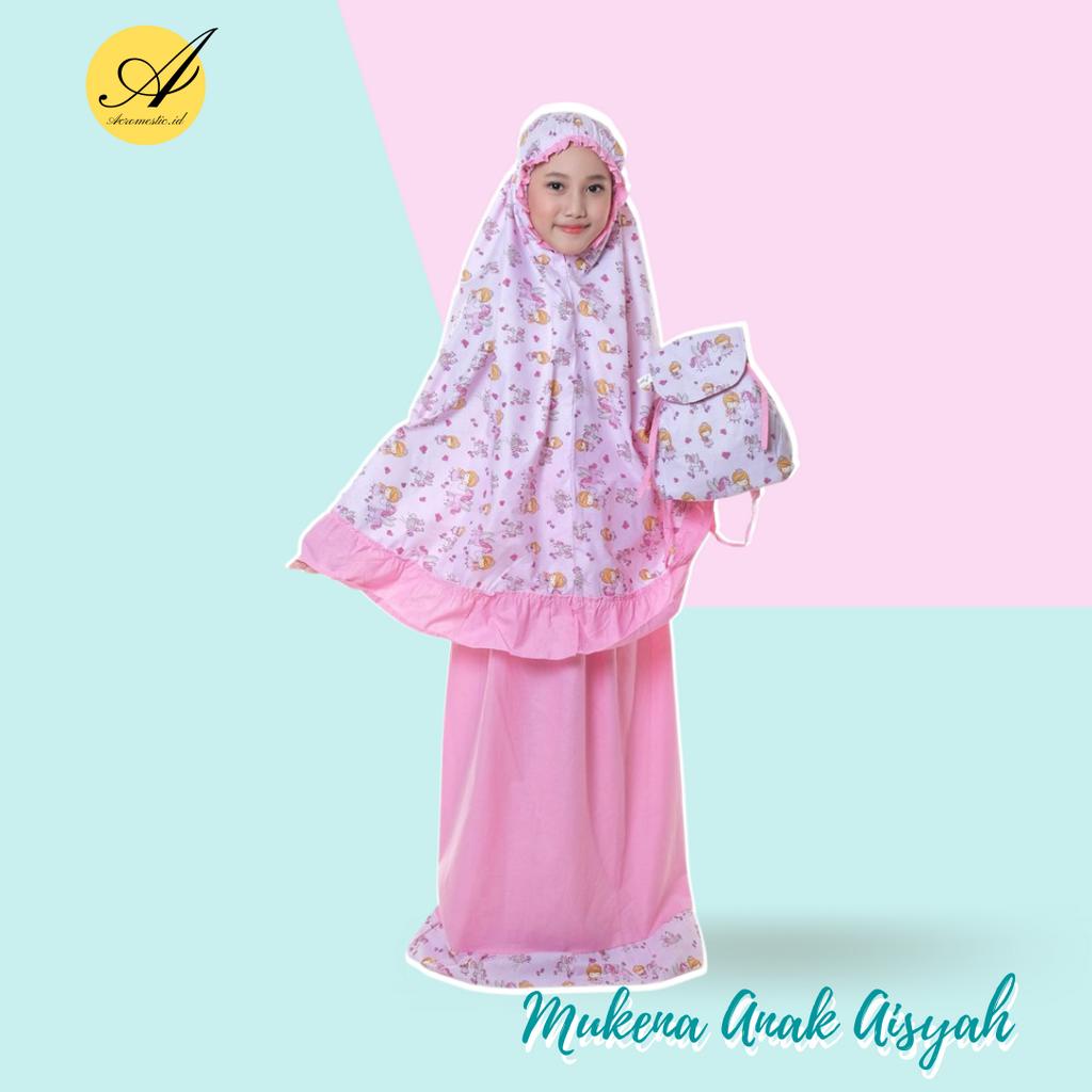 Mukena Anak Katun Asiyah Pink - Mukenah Anak 2 Tahun - 10 Tahun - Mukena Anak Karakter Model Terbaru