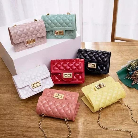 Serbu Spesial Tas Selempang Polos Jelly Glossy T111 Slingbag Import Real Pict