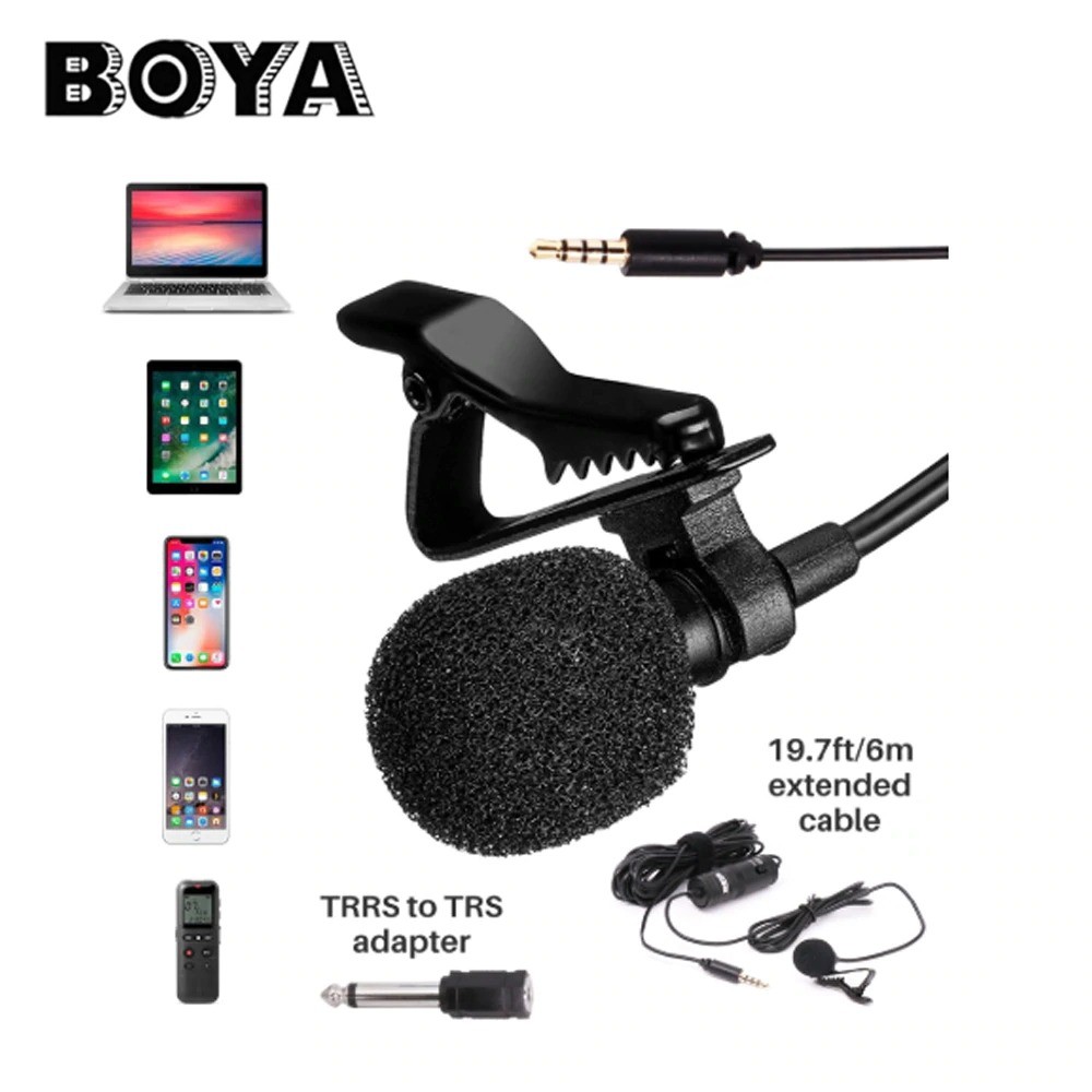 Mic Jepit Boya BY M1 Ori Omnidirectional Mic Clip On for Smartphone DSLR