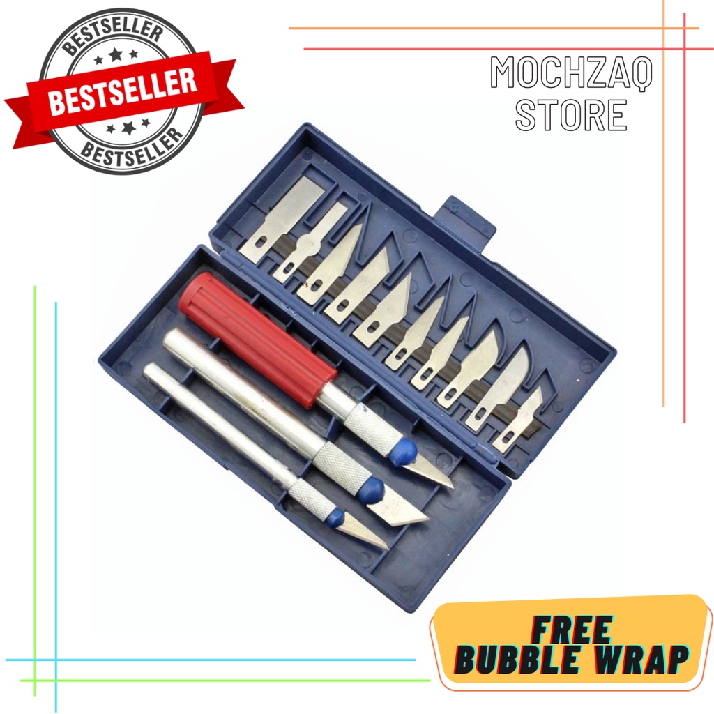 

Set Pisau Ukir Seni 13 in 1 Crafting Art Knife with 3 Handle - A-003 - Silver