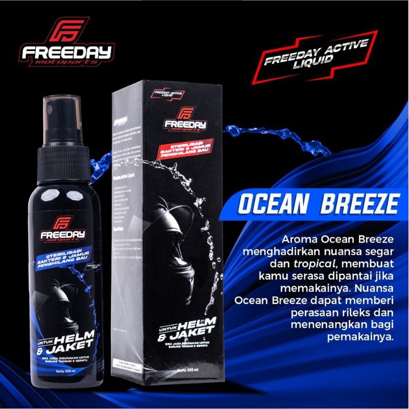 PEWANGI PENGHARUM HELM HELMET JAKET JACKET SEPATU CELANA SARUNG TANGAN KAOS KAUS KAKI ANTI BAKTERI DAN JAMUR FREEDAY KEMASAN 100ML 100 ML ACTIV SPRAY SEMPROT 4 PILIHAN PARFUME PARFUM ROCKY COFEE OCEAN BREEZE MY SPEEDAY DEEP JUNGLE