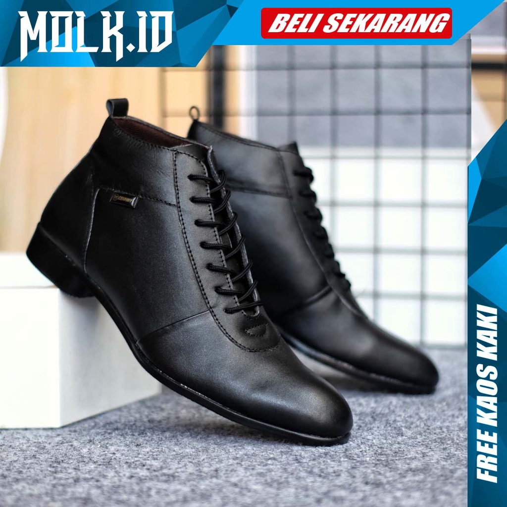 MOLK|Sepatu Formal Pantofel Pria Hitam Kulit Asli Kerja Kantoran Original