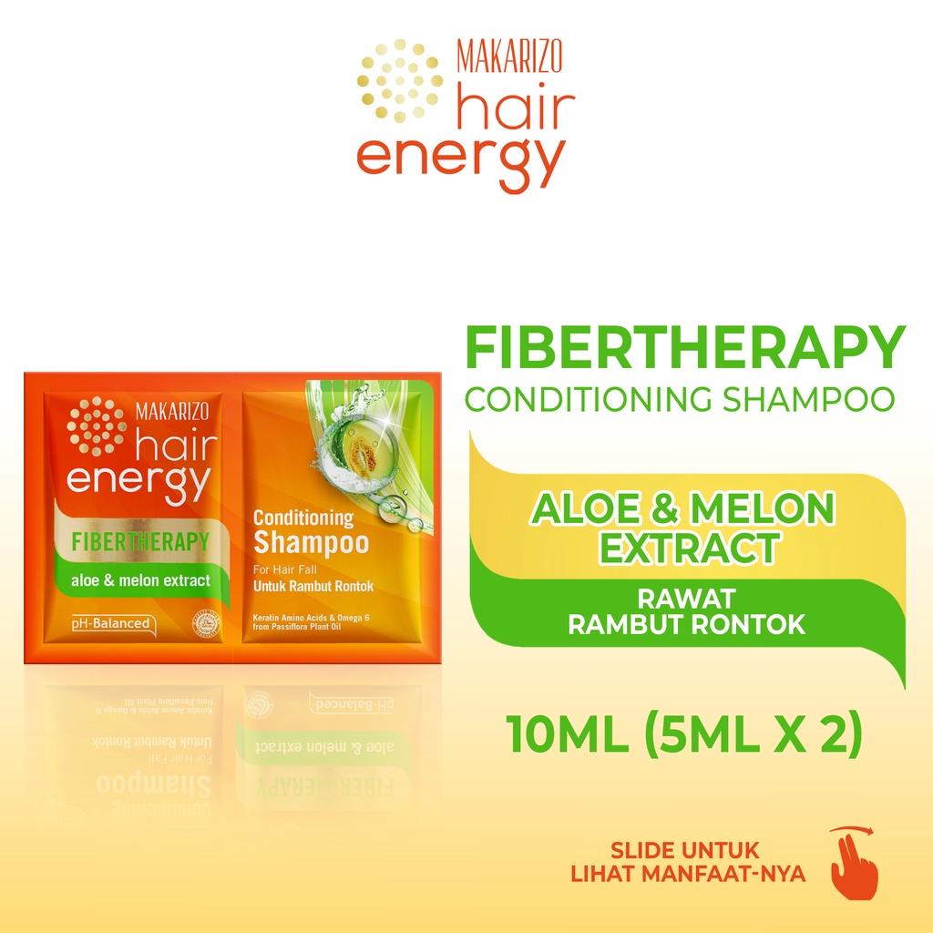 Makarizo Hair Energy Fibertherapy Conditioning Shampoo Aloe & Melon 10 mLx12 / Shampo Kondisioner