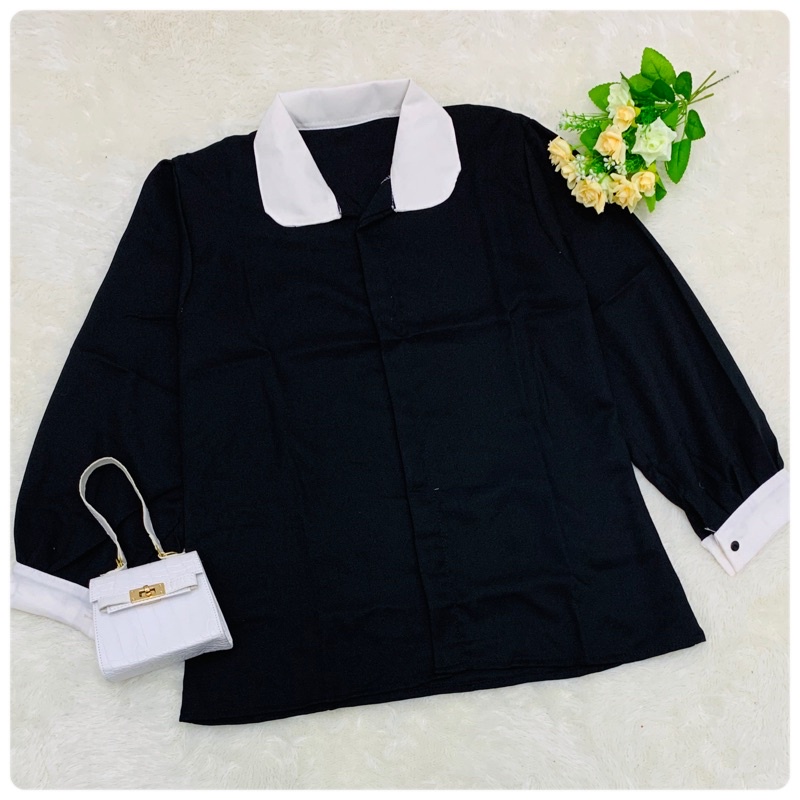 Kemeja Atasan Wanita Lengan Besar Modena Felice Katlina Lucia-NEIKO HITAM