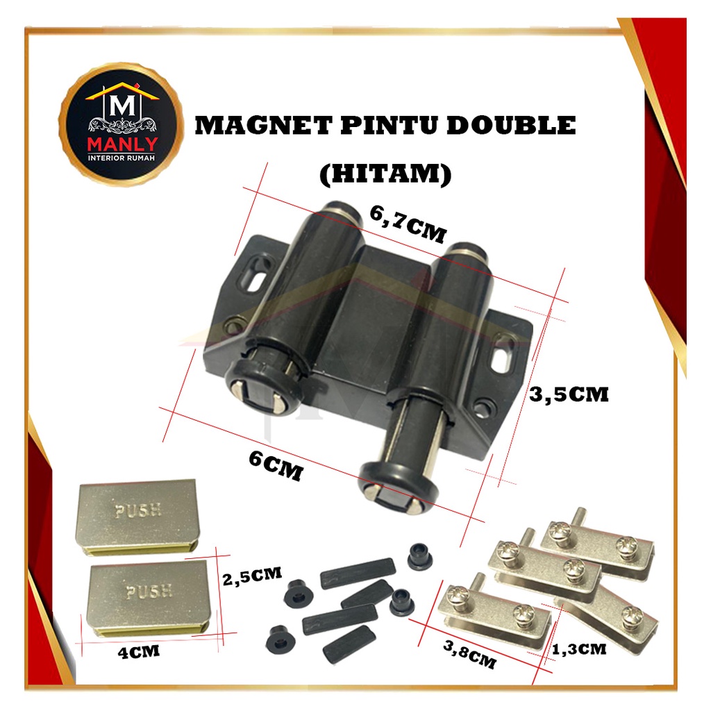 Magnet Pintu Kaca / Engsel Jepit Kaca / Singel &amp; Double Push Open, Isi 1 Set