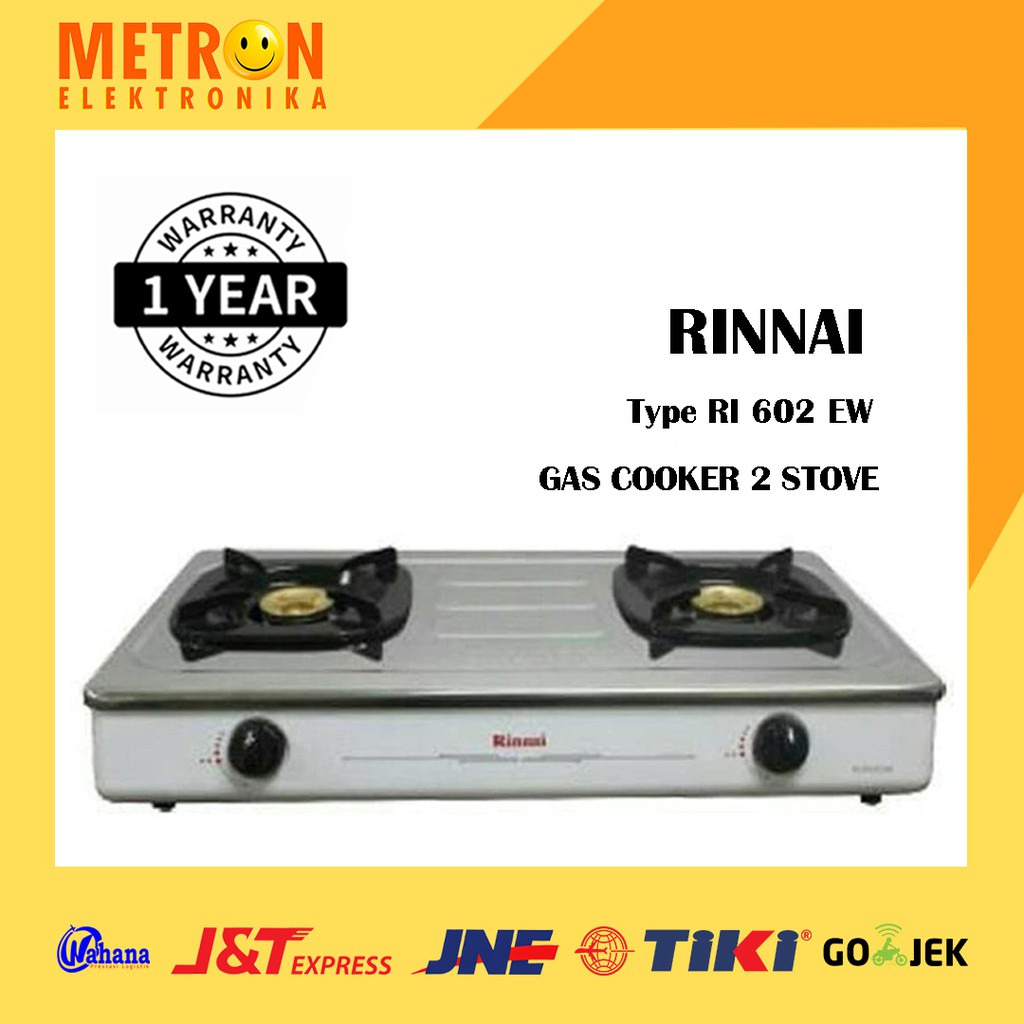 RINNAI RI 602 EW  WHITE GAS COOKER 2 STOVE / KOMPOR GAS 2 TUNGKU / RI602EW