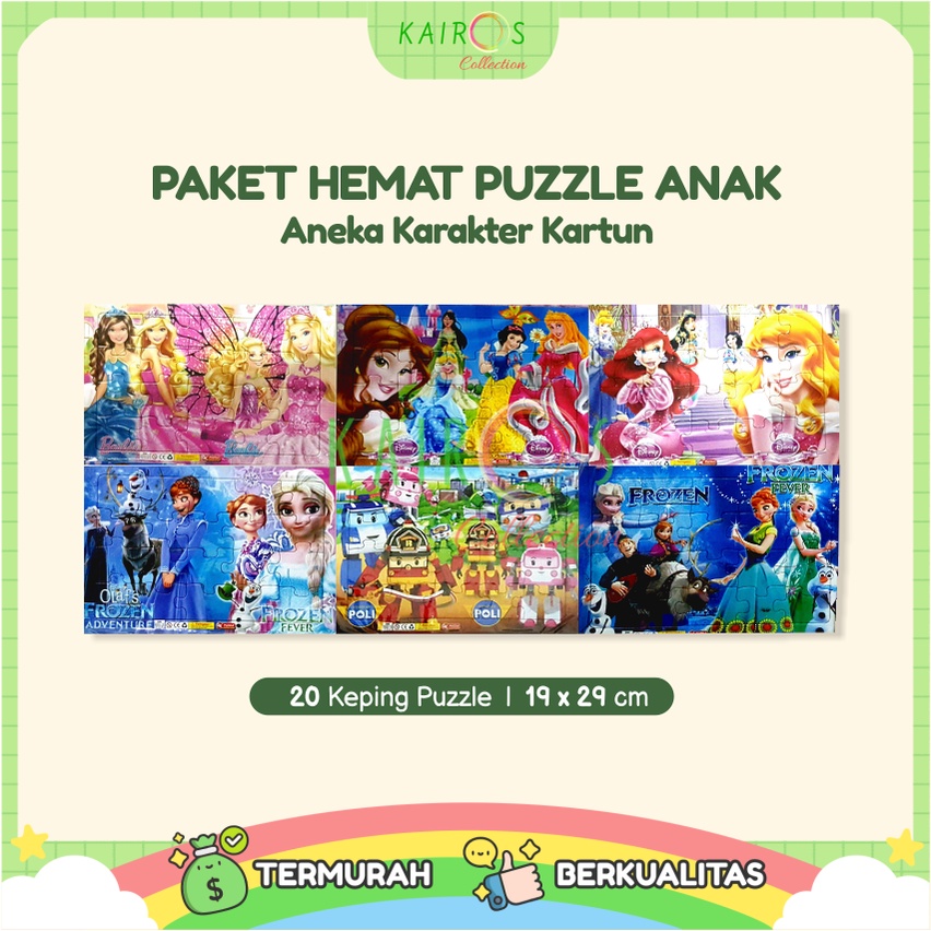 Paket Hemat Mainan Puzzle Anak Motif Karakter Kartun