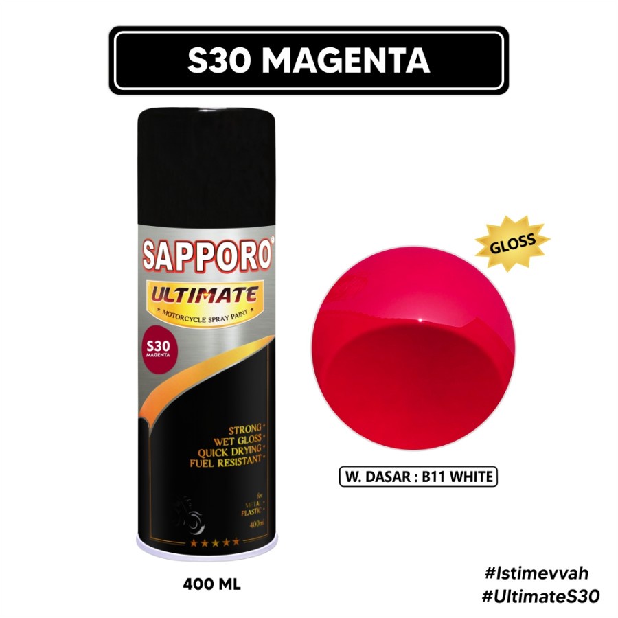 Sapporo Ultimate S30 Magenta / Sapporo Ultimate / Cat Semprot / Cat Aerosol Terbaik / Sapporo Spray 