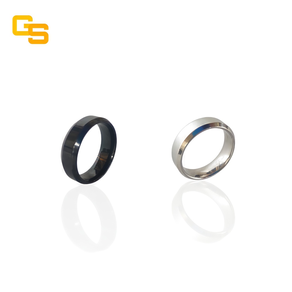 Cincin Titanium pria, wanita Hitam Polos - Cincin Couple