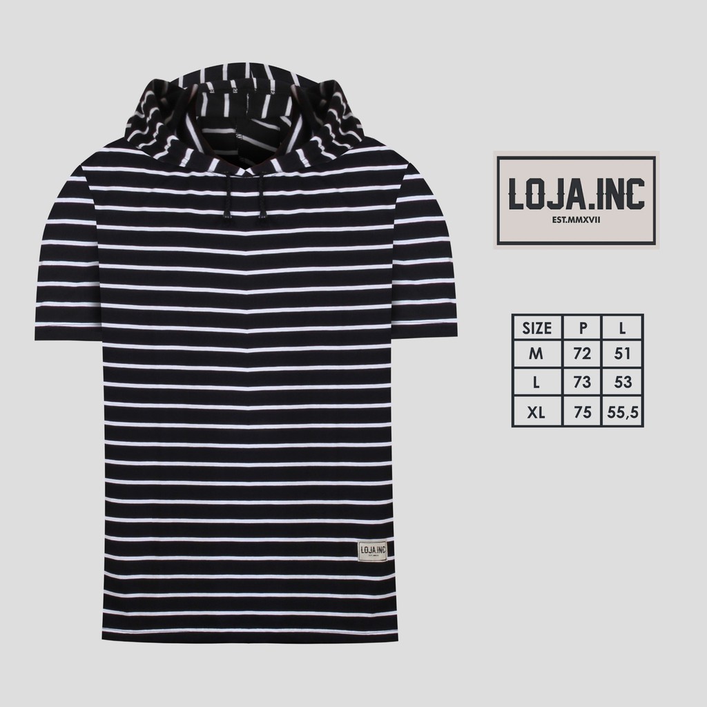 Kaos Baju Hoodie Pria Loja Inc Motif 10 - Salur Hitam