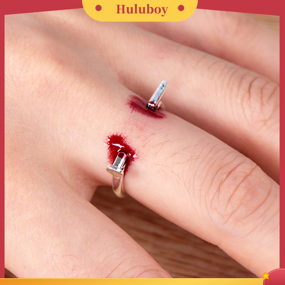 Huluboy Cincin Bentuk Paku Adjustable Untuk Properti Pesta Halloween