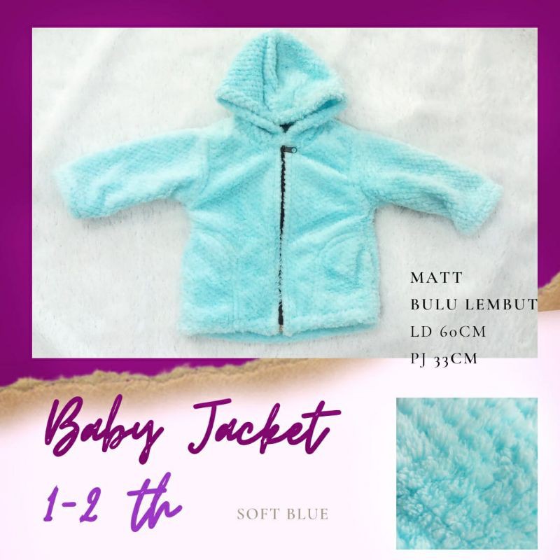 Jaket Bayi Usia 1-2 tahun / jaket bayi lembut-Soft Blue