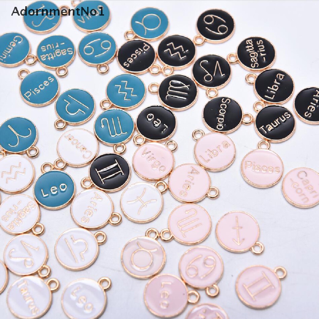 (AdornmentNo1) 12pcs / Set Liontin Enamel Motif Rasi Bintang Untuk Aksesoris Perhiasan