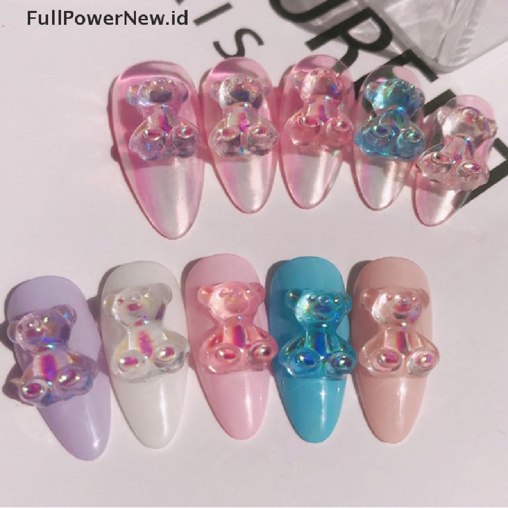 6pcs Dekorasi Nail Art 3d Bentuk Beruang 3 Ukuran