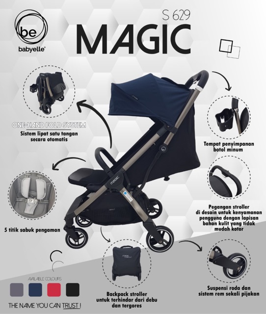 Makassar Promo! Stroller BabyElle Magic S-629 Auto Folding / Lipat Otomatis