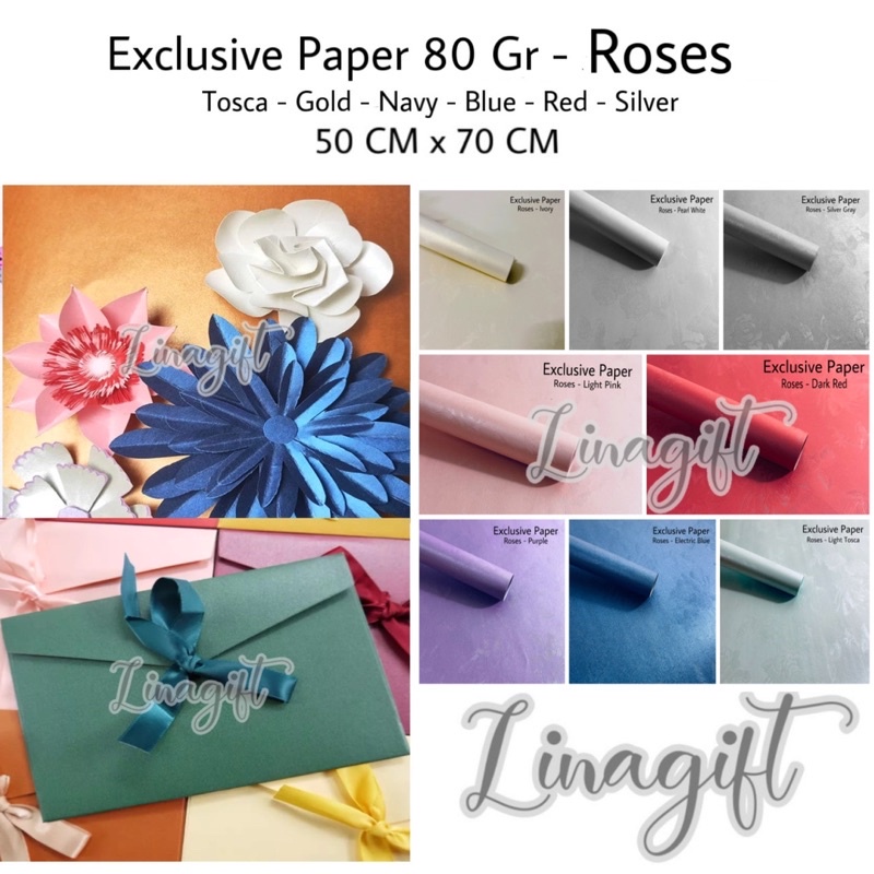 ( 2 Lembar ) EXCLUSIVE PAPER 80 GR ROSES - KERTAS KADO EKSLUSIF BUNGA MAWAR ROSE CLASSIC FANCY VINTAGE EUSTHATIC FOTO BACKGROUND DIY