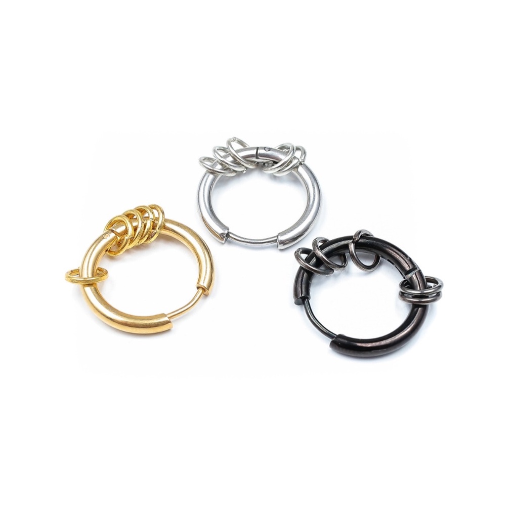 (TERLARIS) anting bulat ring terbaru / anting hoop ring titanium / anting Korea model baru / anting hoop ring ukuran 12mm 14mm 16mm