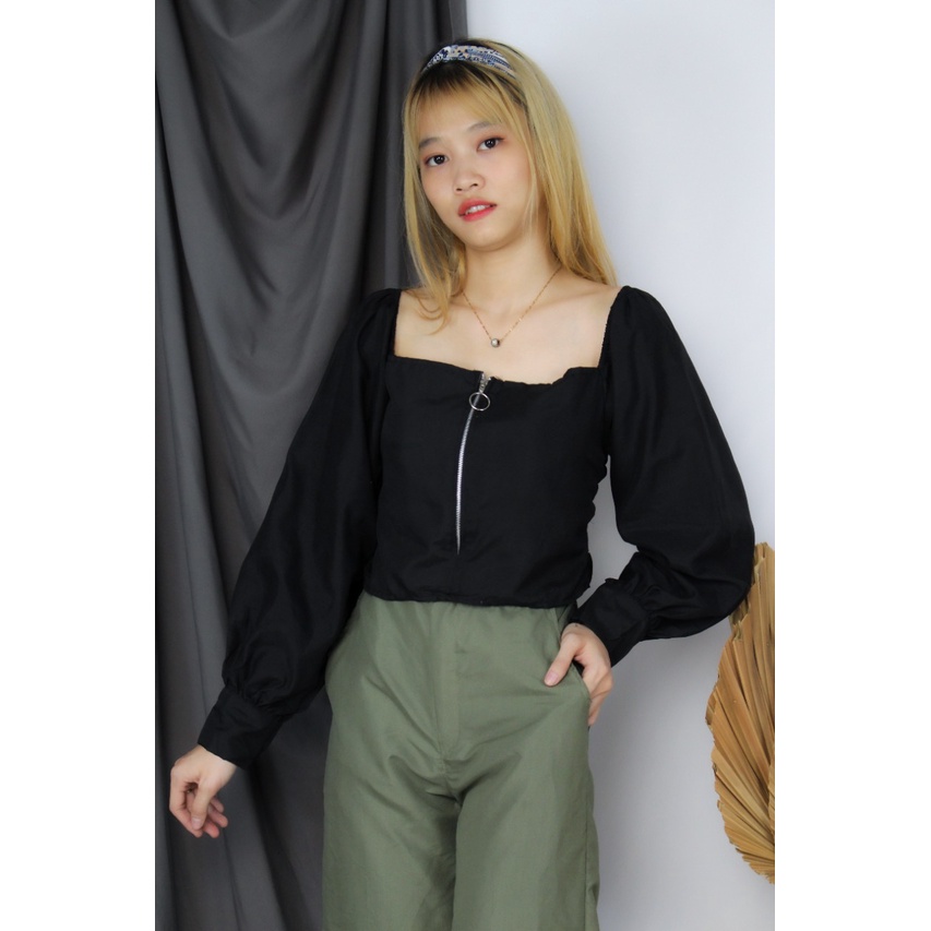 RX Fashion - Blouse Crop Zipper Twistcone -R1