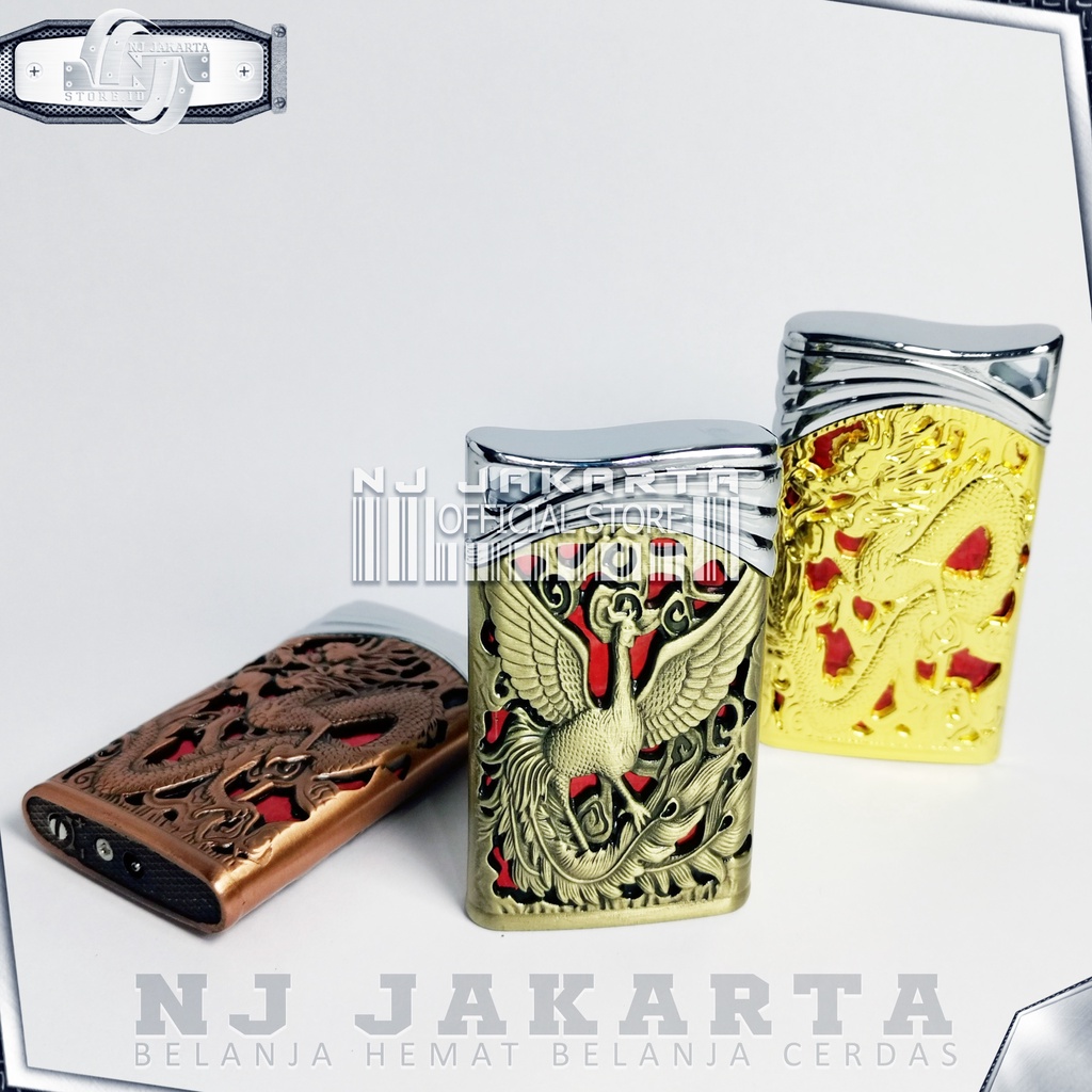 MANCIS Korek Api Gas Lighter Mancis Dragon Bird Timbul Depan Belakang Isi Gas Api Las