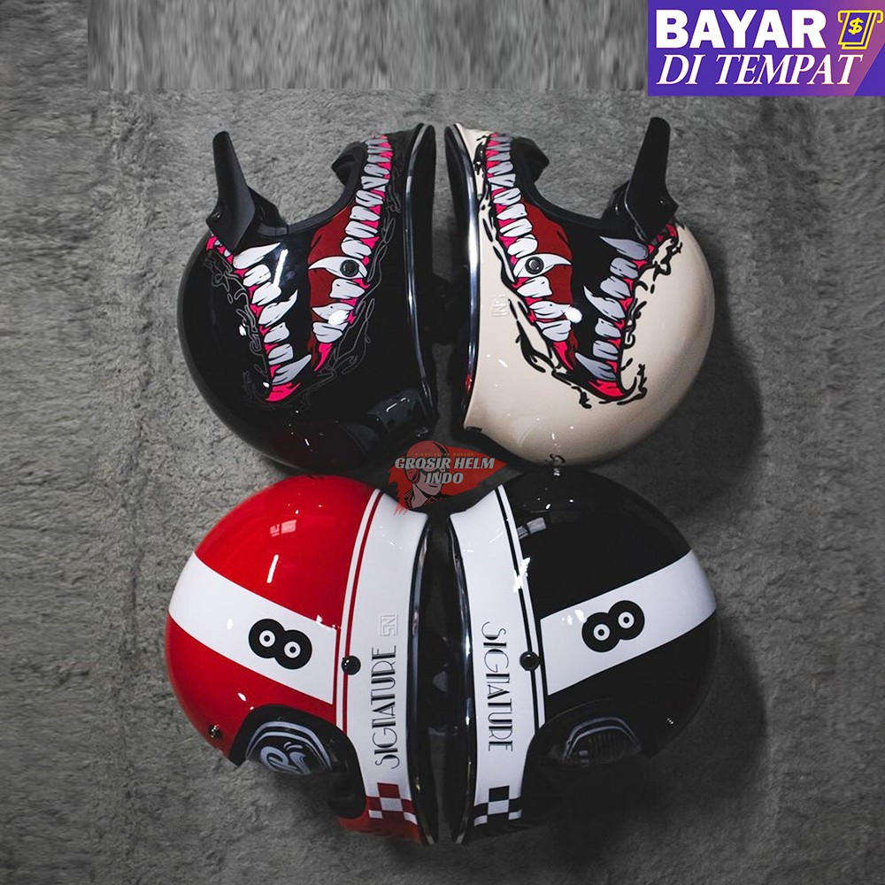 HELM JP SIGNATURE MOTIF ORIGINAL JPX HELMET - BONUS TAS HELM JPX CAKIL MIRIP HELM HBC RETRO CAKIL