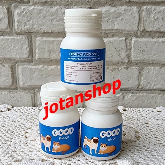 GOOD FISH OIL VITAMIN BULU Kucing Anjing Obat Pelebat Penumbuh bulu Menyusui Anak Vitamin Hamil Vit E Anti Rontok 80pcs chewable tablet softgel