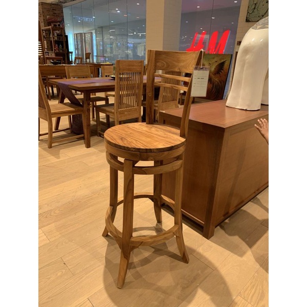 KURSI BAR PUTAR - KURSI BAR TERKINI KAYU JATI
