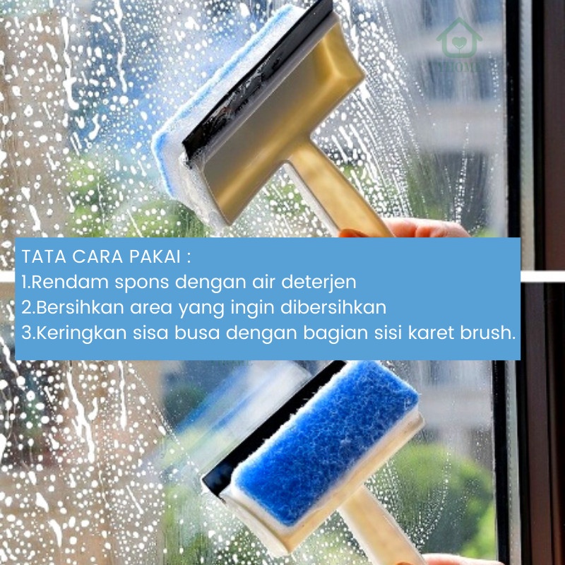 GLASS BRUSH MIRROR CLEANER WIPER CLEANING TOOL / PEMBERSIH KACA 2IN1 LAP KACA JENDELA