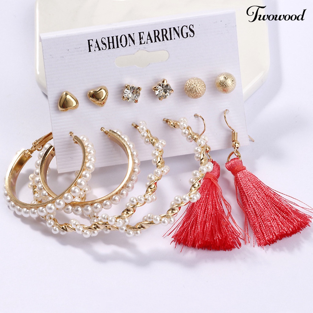 1 Set Anting Hoop Geometris Bahan Logam Untuk Pesta Hari Ibu