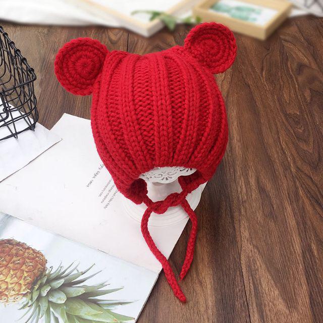 TP6-RAJUT MOUSE Topi Anak Bayi Unisex-Merah
