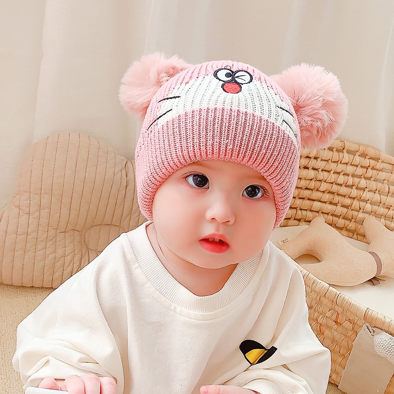 LittleAaron KUPLUK EMOON (P) Topi Anak Lucu Model kupluk Usia 0 Sampai 3 Tahun Kualitas Terbaik
