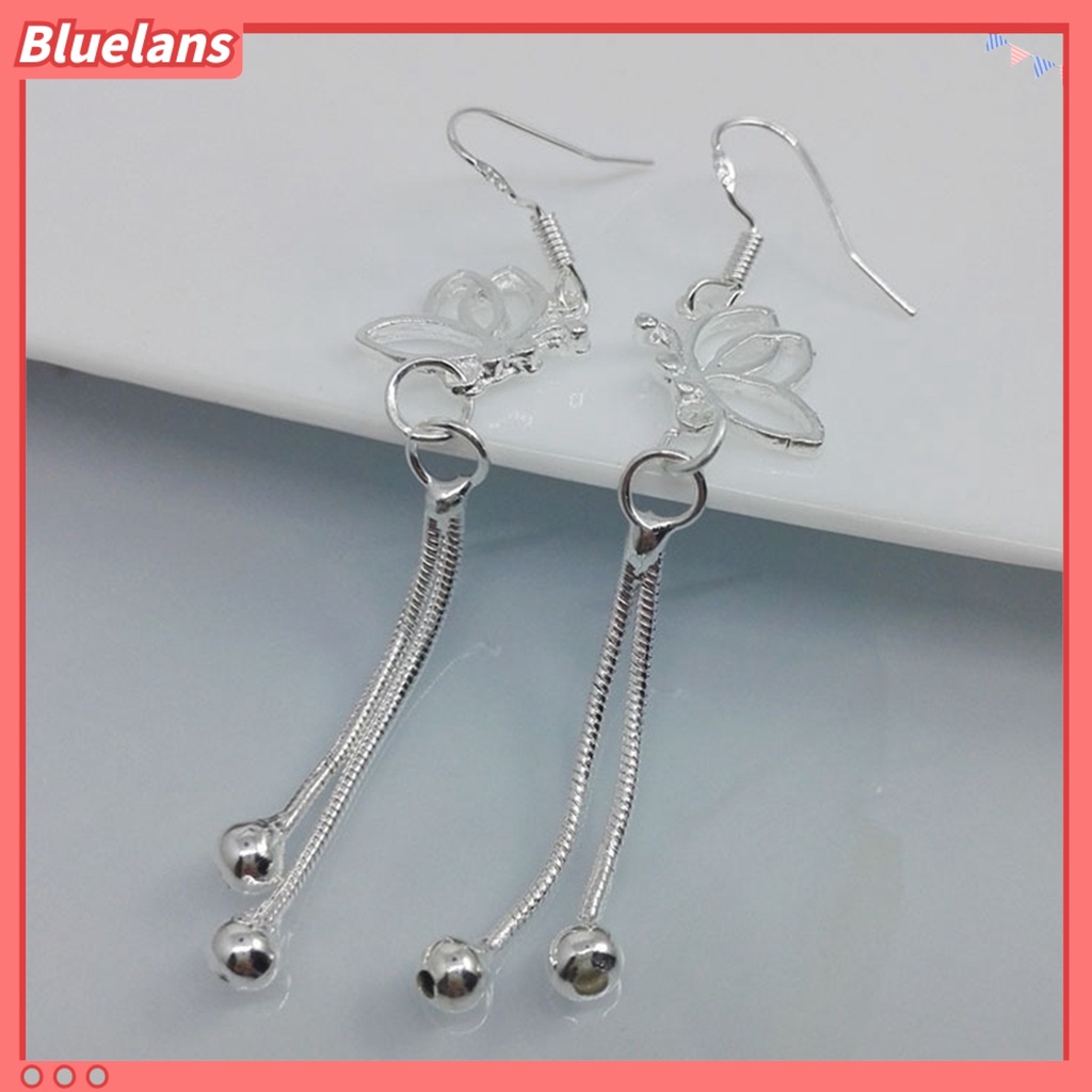 Bluelans Women Elegant Butterfly Dangle Long Chain Line Alloy Hook Earrings Jewelry Gift