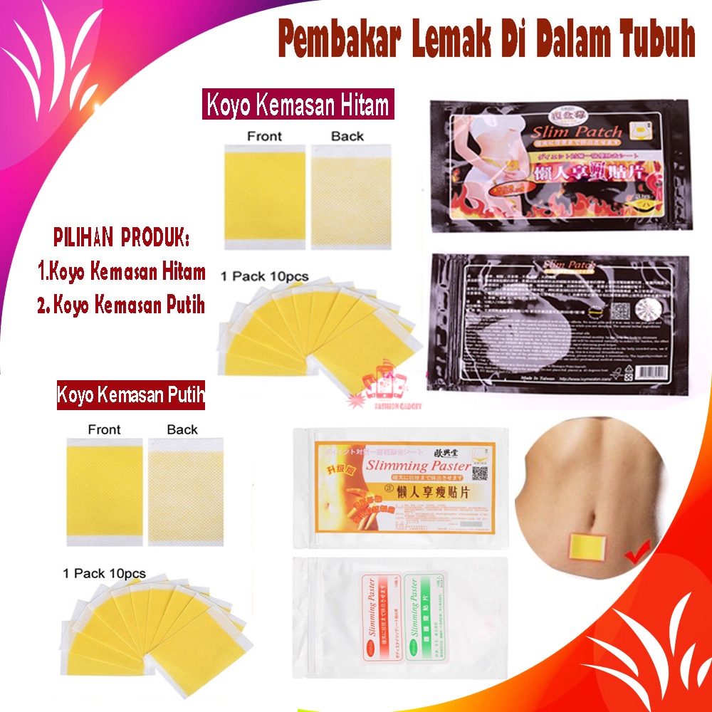 Slim Patch Koyo Pelangsing Perut 100% ORIGINAL Membakar Lemak Perut Koyo Pembakar Lemak Perut - 1 Pack Isi 10 Sachet