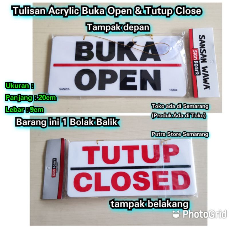 Tulisan buka open dan close tutup Acrylic Tulisan Buka tutup bahan akrilik