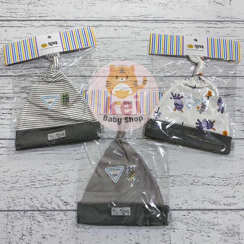 Nova Topi Bayi Baru Lahir Abu SNI - Topi Bayi Newborn Lucu