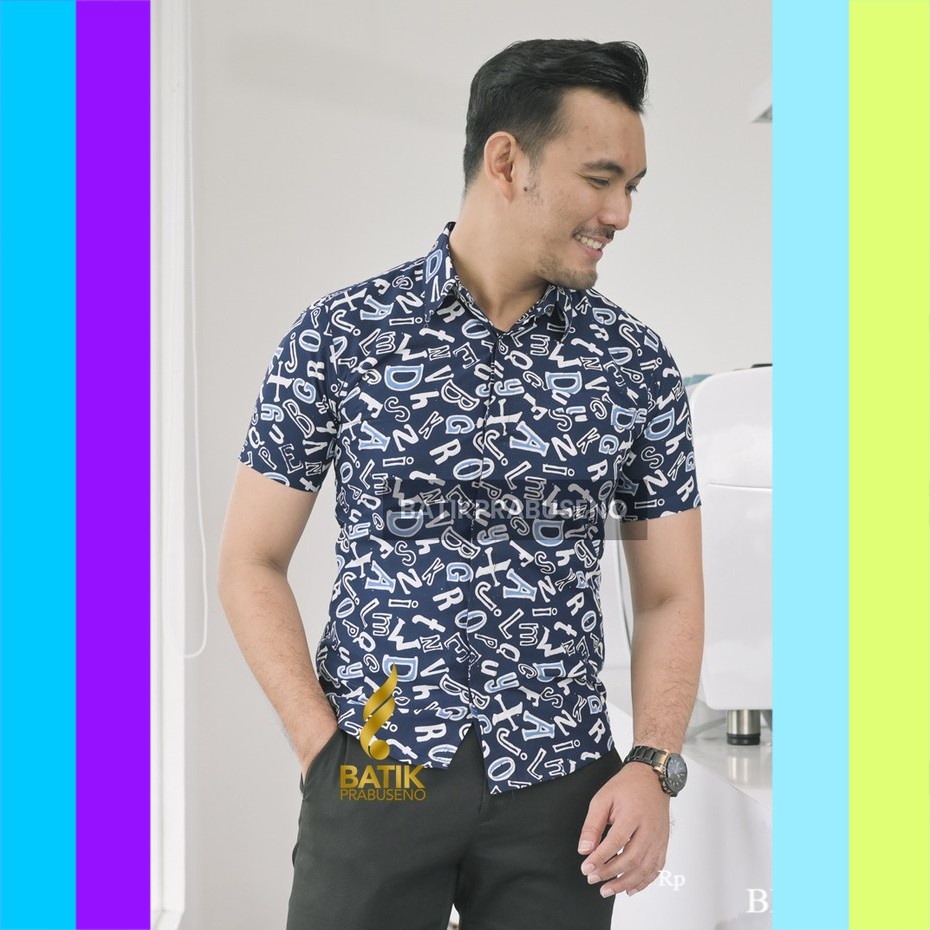 PRABUSENO // Baju Batik Prabuseno - ABHIPRAYA  Kemeja Batik Pria Lengan Pendek Slimfit Bisa Cod