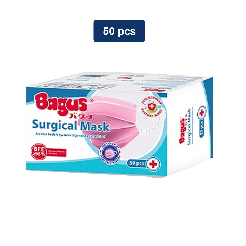 Jual Bagus Surgical Mask Pink 50 Pcs | Shopee Indonesia