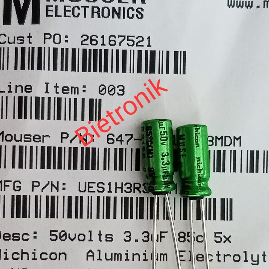 Kapasitor MUSE BP 3.3uF 50V UES1H3R3MDM Original Nichicon