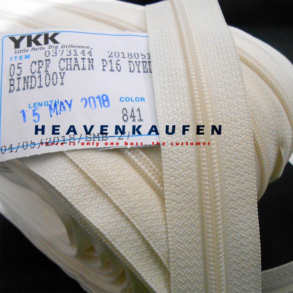 Resleting Zipper YKK Putih Tulang Meteran No 5