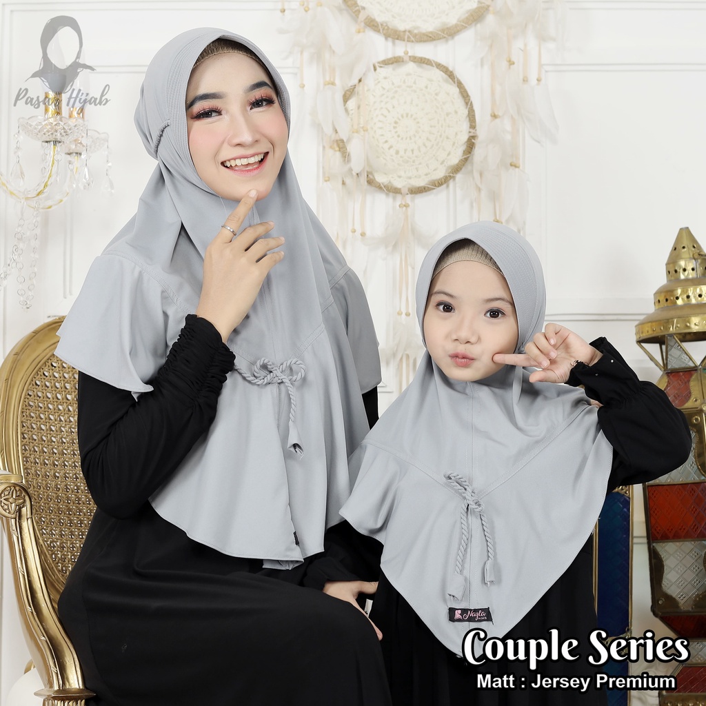 Kerudung Couple Pita Series Ibu dan Anak Hijab Instan Tali Kepang Jersey Airis Pasar Hija'b