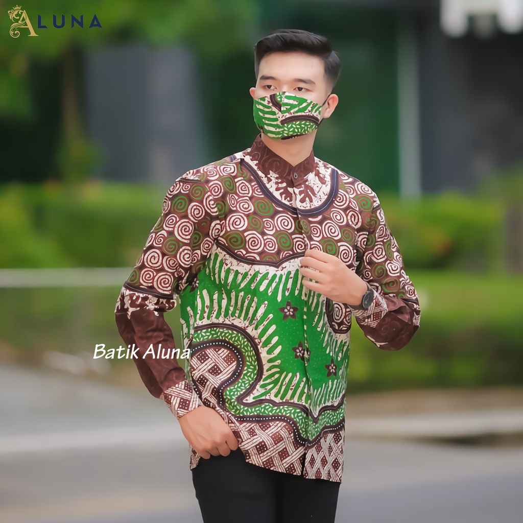 Baju Koko Kurta Pakistan Pria Dewasa Motif Batik Aluna Baju Muslim Lengan Panjang Terbaru Good Quality Katun Premium MBA 006